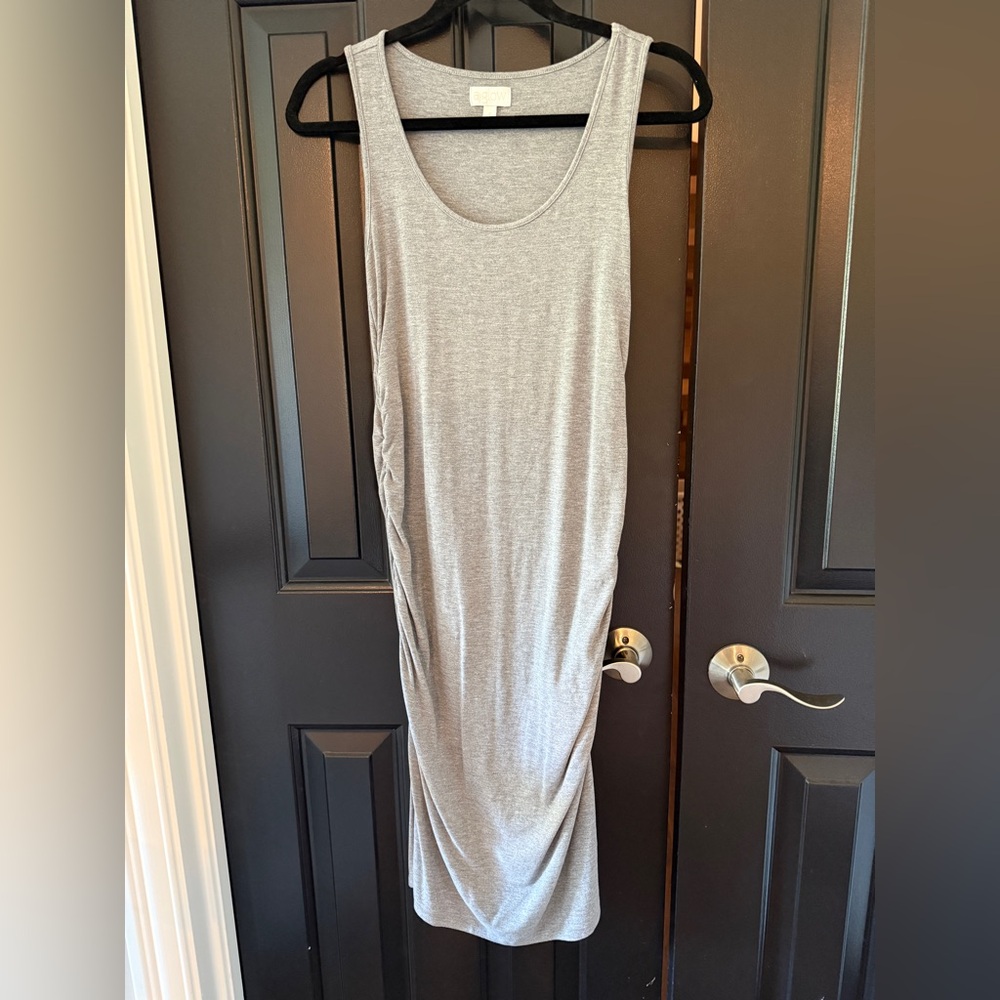 a:glow Heather Gray Sleeveless Ruched Maternity Dress